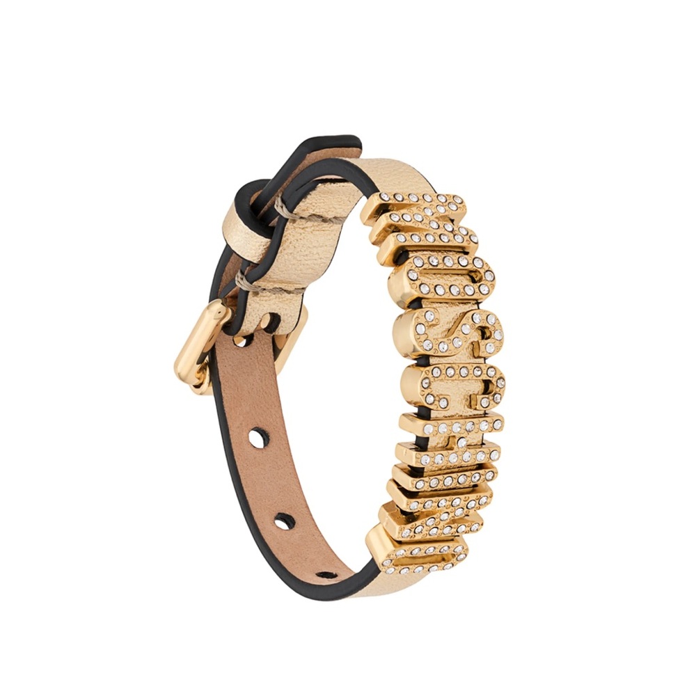 Moschino Crystal-embellished logo bracelet Gold and Silver Bracelet